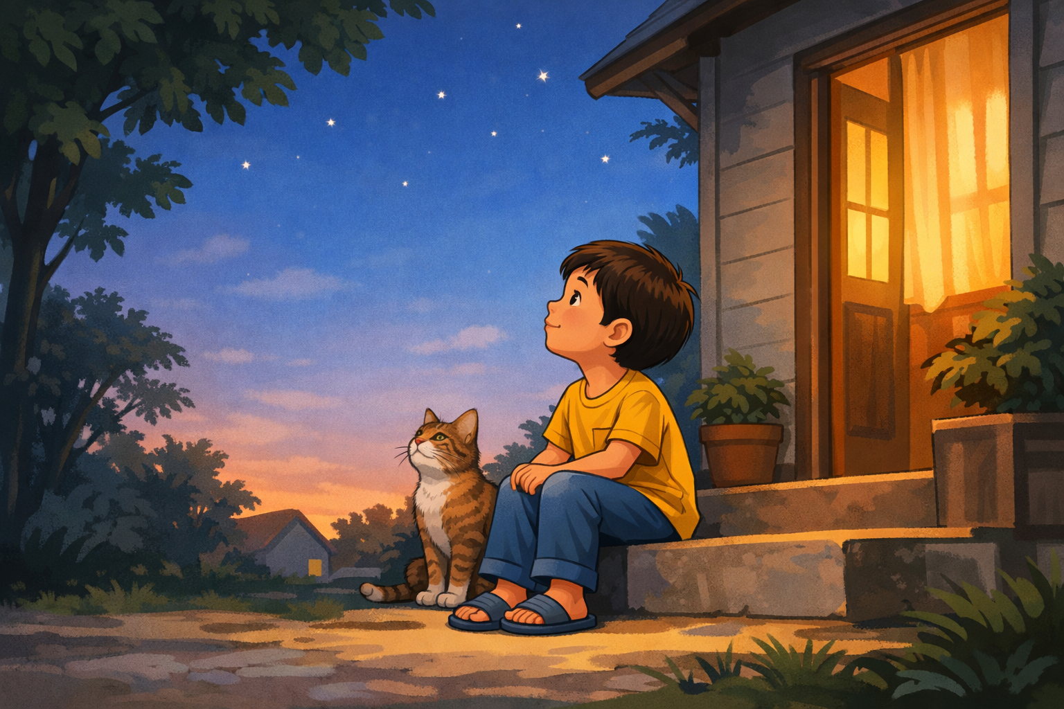 Evenfall Tales: Soft Stories Before Sleep Story 1 – When the Stars Learned the Way Home