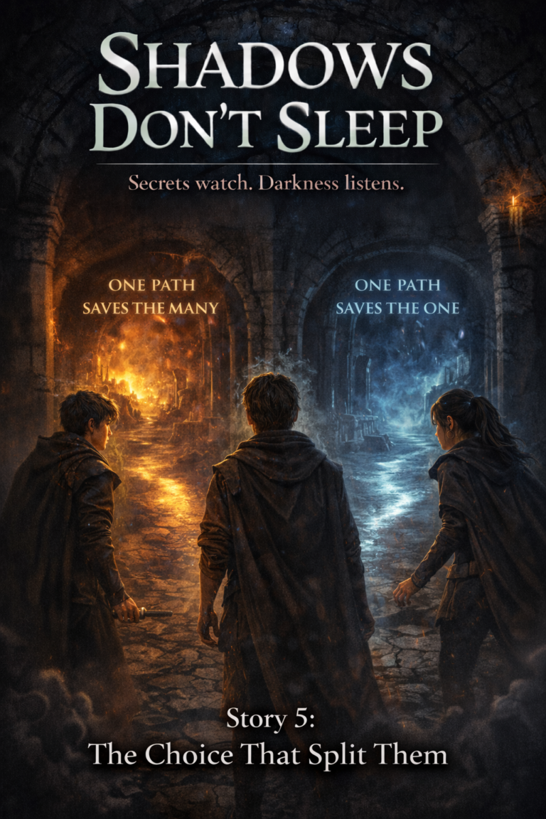 Shadows Don’t Sleep Secrets watch. Darkness listens. Story 5: The Choice That Split Them