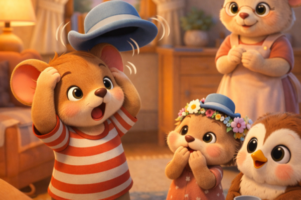 Kind Paws & Clever Minds Story 7 – Pip, Pebble, and the Hat That Wouldn’t Stay Small