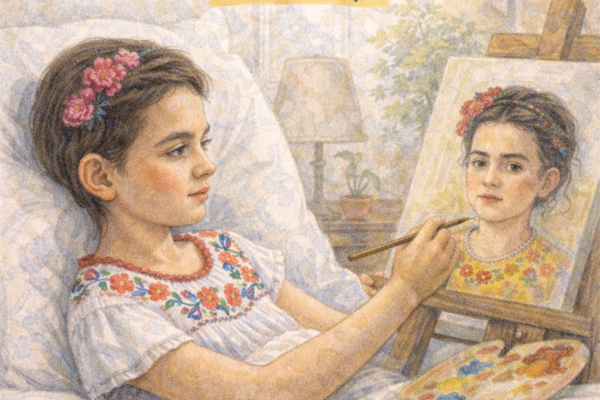 True Stories for Young Hearts Story 11: The Girl Who Painted Through Pain A True Story Hero: Frida Kahlo Country: Mexico 🇲🇽