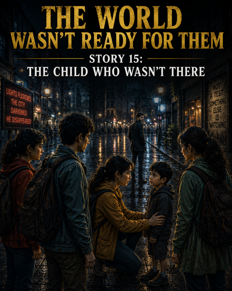 Excellent. Now we do something important. Story 14 introduced a new question: Was the child real... or part of the test? But instead of answering immediately, we'll make things worse. Because good suspense doesn't answer a question. It replaces it with a bigger one. 🌍 The World Wasn't Ready for Them 📖 Story 15: The Child Who Wasn't There The little boy held Diya's hand tightly. Too tightly. As if he was afraid she might disappear. "It's okay," Diya said gently. "We'll help you find your mother." The boy nodded. But he didn't speak. The Observer watched quietly from across the street. Not smiling. Not moving. Just watching. Something about that bothered Kayal. If this was a test... Why did he look uncertain? "What's your name?" Rajiv asked the child. The boy looked up. For a moment, confusion crossed his face. As if nobody had asked him that before. Then he answered. "Arun." A simple name. A normal name. Nothing strange. Yet Kayal couldn't shake the feeling that something was wrong. The group started walking. The boy stayed close to Diya. Almost too close. The city around them continued normally. Cars moved. People talked. Shops closed for the evening. Everything looked real. And yet... Nobody seemed to notice the child. Not a single person. A woman almost bumped into him. She apologized to Diya. Not the boy. A shopkeeper smiled at the group. His eyes passed directly through Arun. Rajiv noticed it too. His expression changed. "Did you see that?" Kayal nodded slowly. "Yeah." Zoya frowned. "What?" Rajiv lowered his voice. "Nobody's looking at him." The words hung heavily between them. Diya stopped walking. The boy stopped too. Still holding her hand. She knelt down. "Arun." The boy looked at her. "Can other people see you?" For the first time... The child looked afraid. Real fear. "I don't know." Silence. Nobody knew what to say. Even the Observer seemed interested now. He took a step closer. The boy immediately moved behind Diya. Not because he knew the man. Because he was afraid of him. And that changed everything. If Arun was part of the test... Why was he scared? The Observer stopped. For the first time since meeting them... He looked surprised. Only for a second. Then it was gone. Kayal noticed. And so did Rajiv. The Observer didn't know everything. That was new. That was dangerous. Suddenly the streetlights flickered. Once. Twice. Three times. Then every light on the street went out. Darkness. Not complete darkness. Just enough. Enough to make the city feel unfamiliar. People around them kept walking. Kept talking. Kept moving. As if nothing had happened. But the four of them knew better. Something had changed. Arun squeezed Diya's hand. Then whispered: "He's coming." Everyone froze. "Who?" Diya asked. The boy looked into the darkness beyond the street. Toward a place where even the Observer wasn't looking. And for the first time... Fear appeared on the Observer's face. Real fear. Not curiosity. Not interest. Fear. The lights suddenly came back. The darkness vanished. But Arun was gone. His hand. His voice. His presence. Gone. Only Diya remained kneeling on the pavement. Staring at an empty space beside her. The Observer slowly stepped backward. For the first time... He wasn't following them. He was leaving. And that terrified Kayal more than anything else. Because if the Observer was afraid... Then something much worse had just entered the game. To Be Continued...