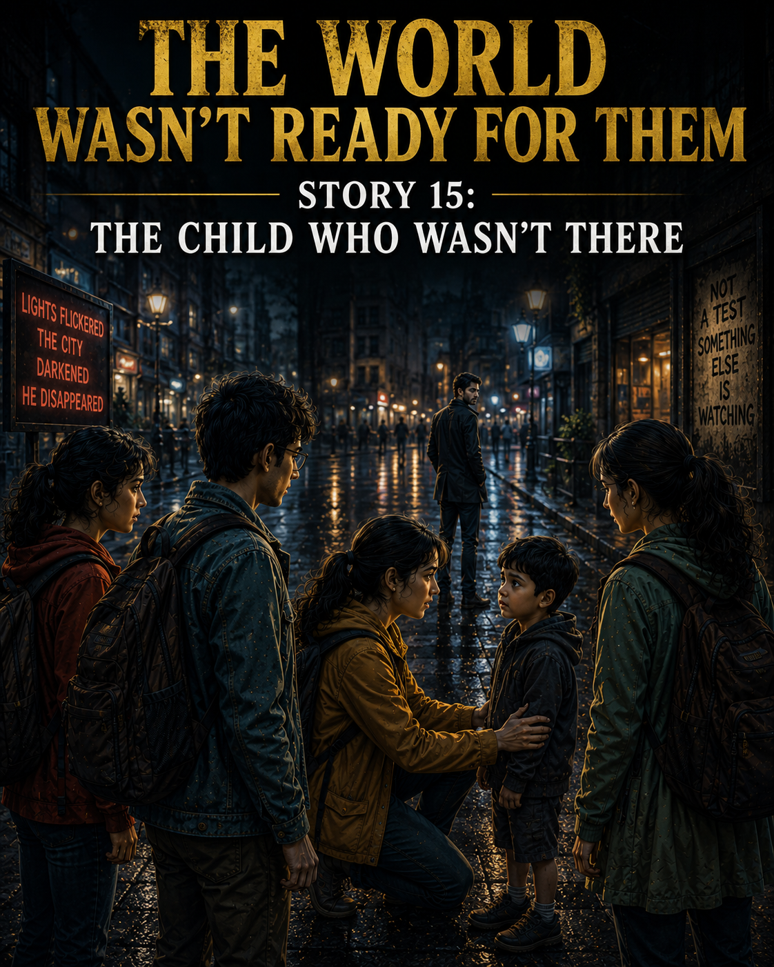 Excellent. Now we do something important. Story 14 introduced a new question: Was the child real... or part of the test? But instead of answering immediately, we'll make things worse. Because good suspense doesn't answer a question. It replaces it with a bigger one. 🌍 The World Wasn't Ready for Them 📖 Story 15: The Child Who Wasn't There The little boy held Diya's hand tightly. Too tightly. As if he was afraid she might disappear. "It's okay," Diya said gently. "We'll help you find your mother." The boy nodded. But he didn't speak. The Observer watched quietly from across the street. Not smiling. Not moving. Just watching. Something about that bothered Kayal. If this was a test... Why did he look uncertain? "What's your name?" Rajiv asked the child. The boy looked up. For a moment, confusion crossed his face. As if nobody had asked him that before. Then he answered. "Arun." A simple name. A normal name. Nothing strange. Yet Kayal couldn't shake the feeling that something was wrong. The group started walking. The boy stayed close to Diya. Almost too close. The city around them continued normally. Cars moved. People talked. Shops closed for the evening. Everything looked real. And yet... Nobody seemed to notice the child. Not a single person. A woman almost bumped into him. She apologized to Diya. Not the boy. A shopkeeper smiled at the group. His eyes passed directly through Arun. Rajiv noticed it too. His expression changed. "Did you see that?" Kayal nodded slowly. "Yeah." Zoya frowned. "What?" Rajiv lowered his voice. "Nobody's looking at him." The words hung heavily between them. Diya stopped walking. The boy stopped too. Still holding her hand. She knelt down. "Arun." The boy looked at her. "Can other people see you?" For the first time... The child looked afraid. Real fear. "I don't know." Silence. Nobody knew what to say. Even the Observer seemed interested now. He took a step closer. The boy immediately moved behind Diya. Not because he knew the man. Because he was afraid of him. And that changed everything. If Arun was part of the test... Why was he scared? The Observer stopped. For the first time since meeting them... He looked surprised. Only for a second. Then it was gone. Kayal noticed. And so did Rajiv. The Observer didn't know everything. That was new. That was dangerous. Suddenly the streetlights flickered. Once. Twice. Three times. Then every light on the street went out. Darkness. Not complete darkness. Just enough. Enough to make the city feel unfamiliar. People around them kept walking. Kept talking. Kept moving. As if nothing had happened. But the four of them knew better. Something had changed. Arun squeezed Diya's hand. Then whispered: "He's coming." Everyone froze. "Who?" Diya asked. The boy looked into the darkness beyond the street. Toward a place where even the Observer wasn't looking. And for the first time... Fear appeared on the Observer's face. Real fear. Not curiosity. Not interest. Fear. The lights suddenly came back. The darkness vanished. But Arun was gone. His hand. His voice. His presence. Gone. Only Diya remained kneeling on the pavement. Staring at an empty space beside her. The Observer slowly stepped backward. For the first time... He wasn't following them. He was leaving. And that terrified Kayal more than anything else. Because if the Observer was afraid... Then something much worse had just entered the game. To Be Continued...